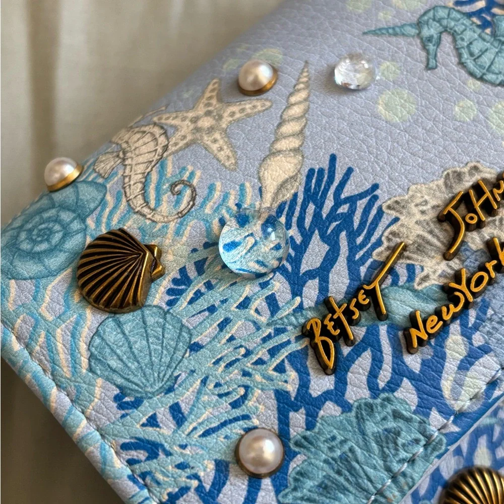 Betsey Johnson Blue and Gold Sea Life Make Waves Wallet Rare - Picture 5 of 5